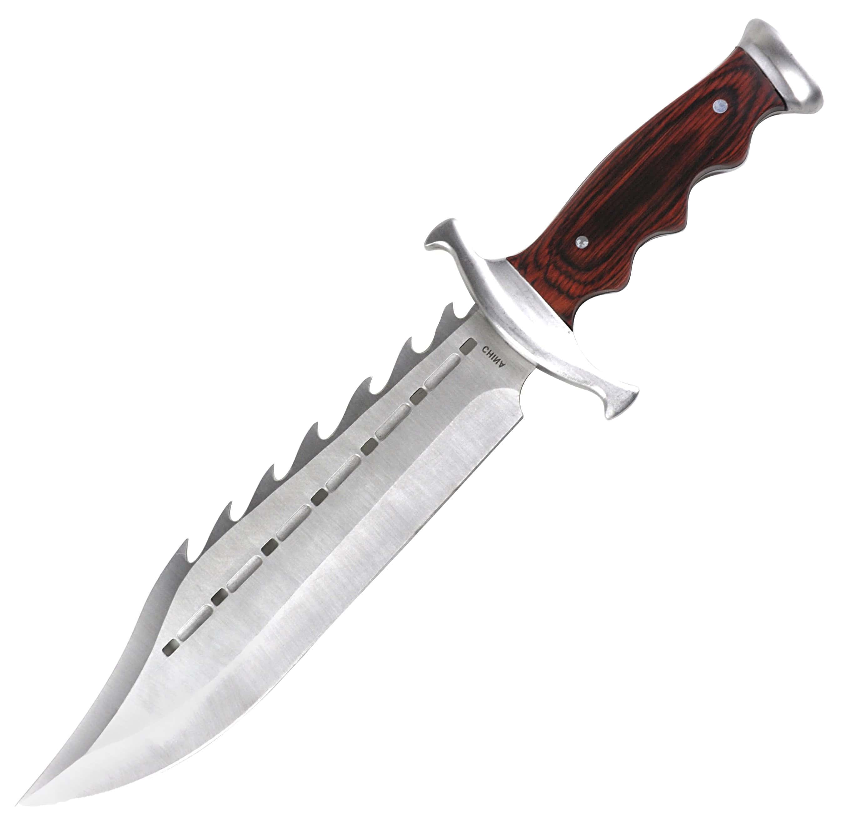 Epic Spiked Full Tang Bowie Knife, 9.5 Blade, Hardwood Handle EW-318 Find Great For Sale