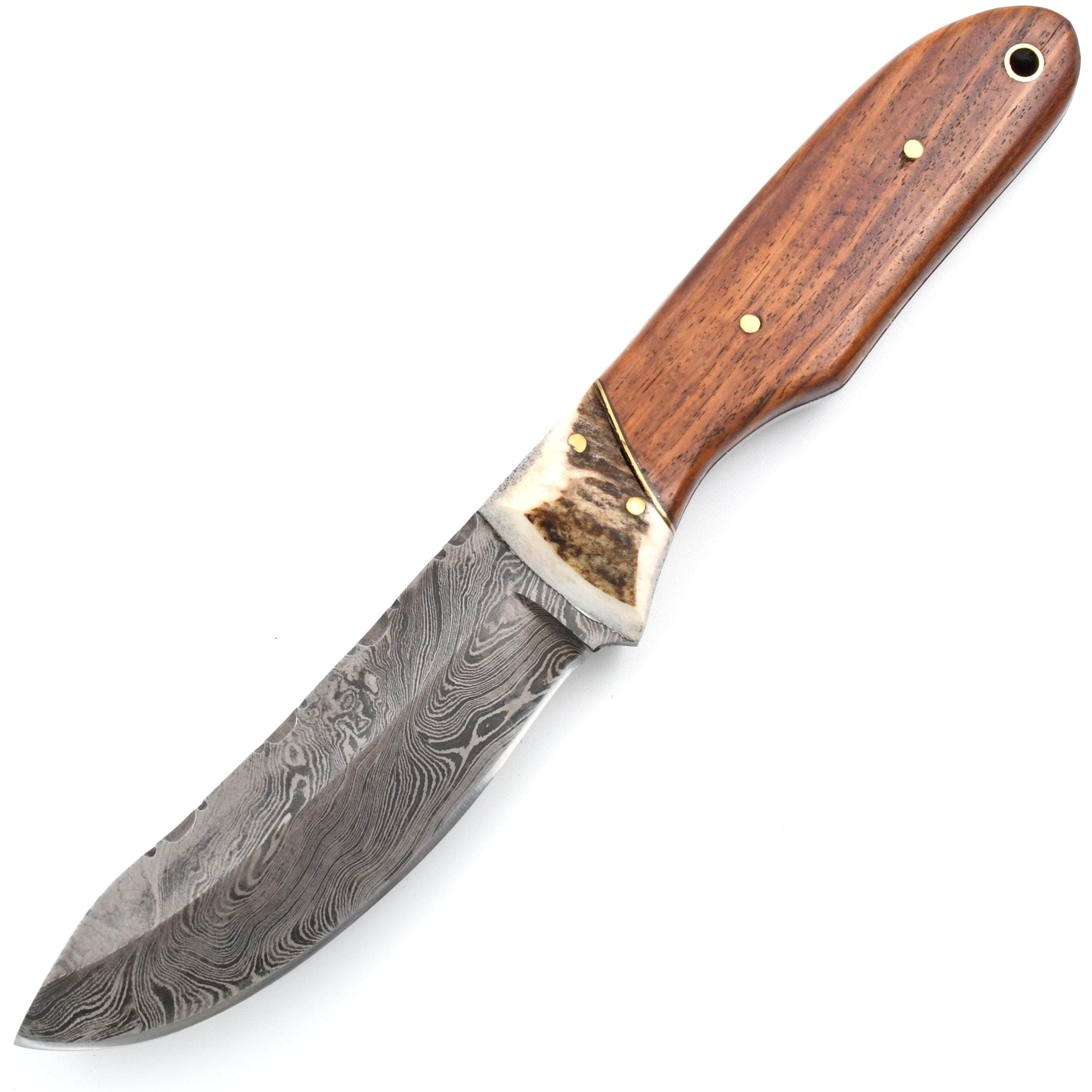 White Deer Bolo Knife, 4.85 Damascus Blade, Walnut Handle, Sheath Tumblr