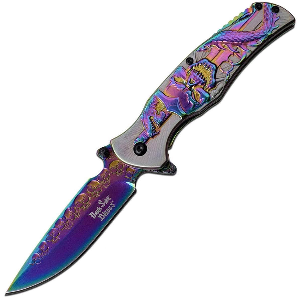 Dark Side Blades Spring Assisted Knife, 3.5 Blade, Rainbow Handle - DS-A063RB Buy Cheap Classic