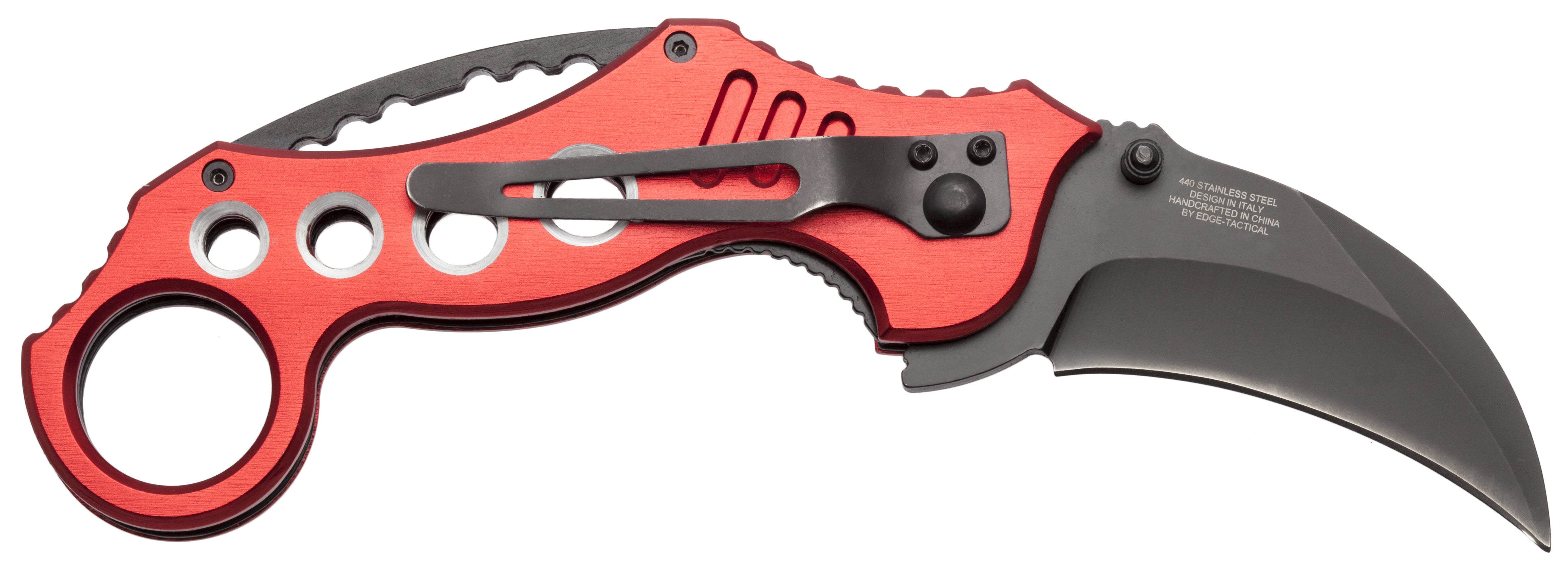 Tactical Extreme Karambit Knife, 3 Assisted Blade, Red Handle - ET01RD Pay With Paypal Online