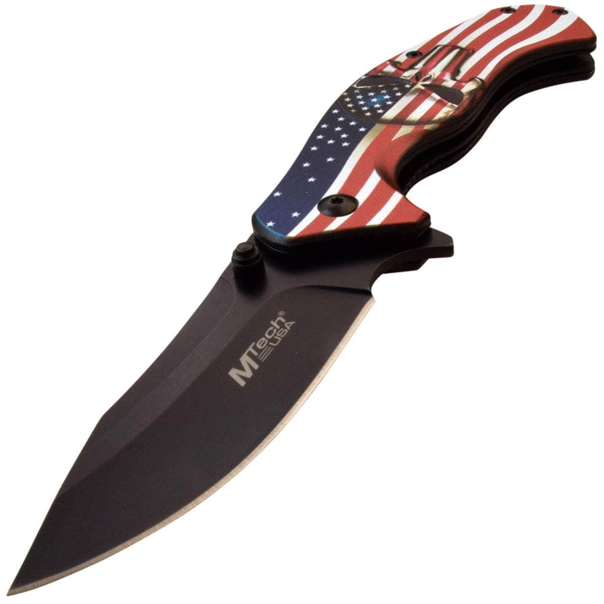 MTech Spring Assisted Knife, 3.25 Blade, American Flag Skull Handle - MT-A1025A Cheap Factory Outlet