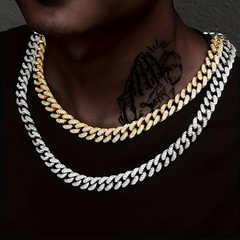 2-Piece Set: Unisex Hip Hop Cuban Chain Necklace and 8 Bracelet Clearance 2025