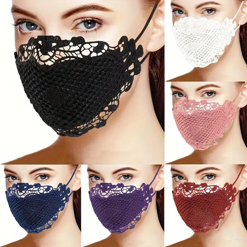 6-Pieces: Women's Printed Multicolor Lace Mask Cheap Sale Good Selling