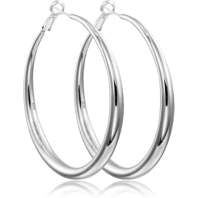 925 Sterling Silver 50mm Hoop Earrings Cheap Excellent