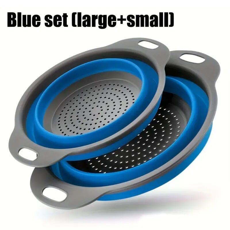 2-Piece Set: Circular Blue Suit Foldable Silicone Kitchen Drop Funnel New Online