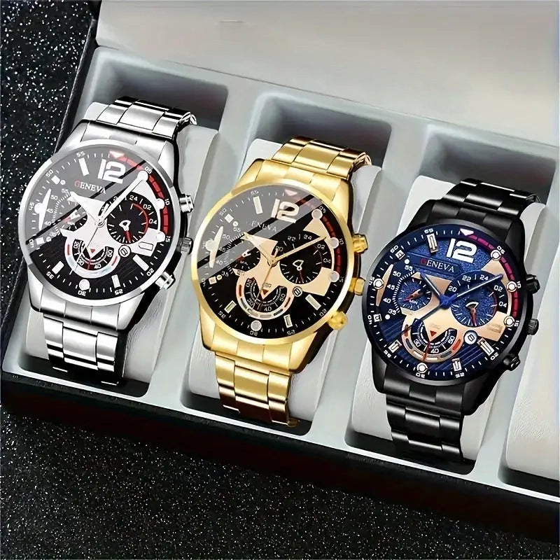 3-Pack: Luxury Men's Quartz Watch Set with Precision Time Scale Free Shipping Outlet Store