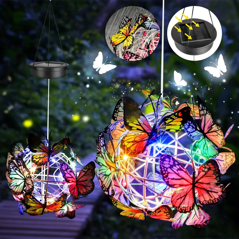 Solar Butterfly Wind Chime Lights, Garden Hanging Decor Lighting Fixture Discount Ebay