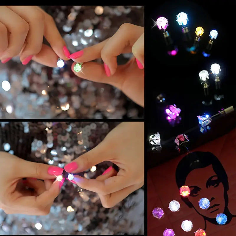 Glowing Rainbow LED Earrings: Color-Changing Ear Drop Pendants with Light-Up Crown Studs Online Shop From China