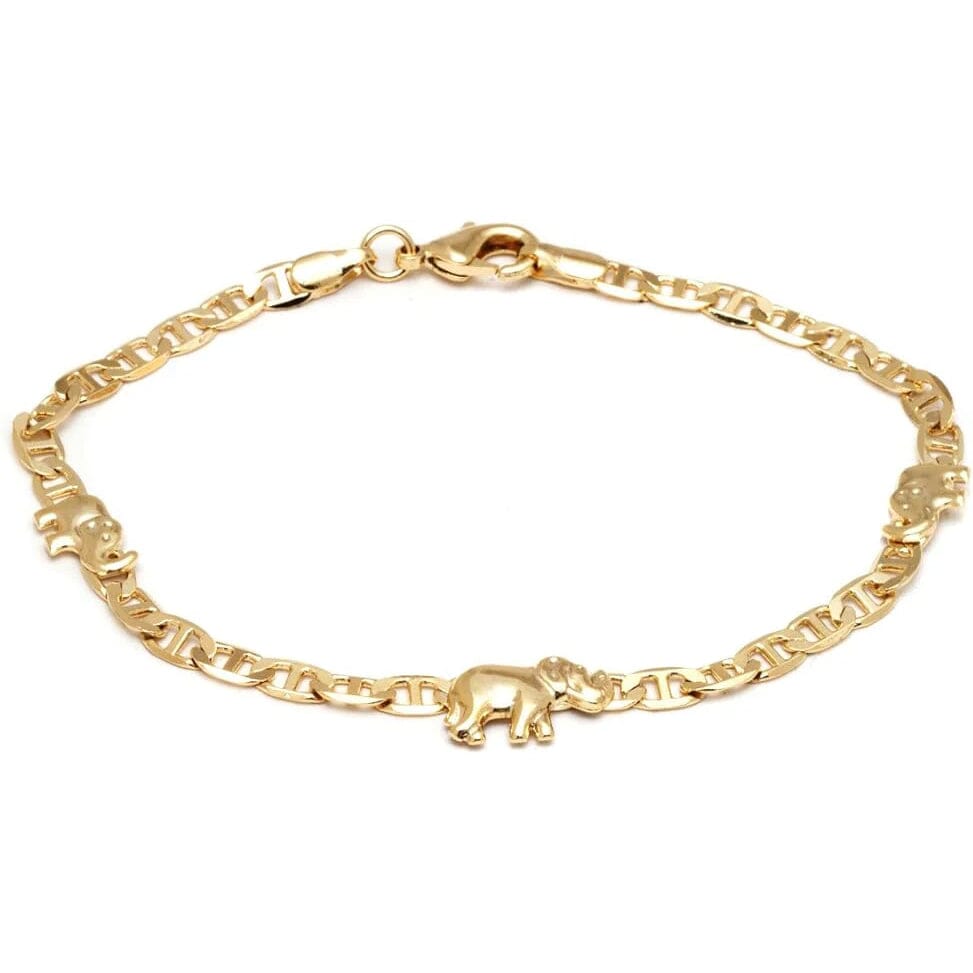 18K Gold Plated Flat Marina Elephant Anklet 10 Free Shipping Good Selling