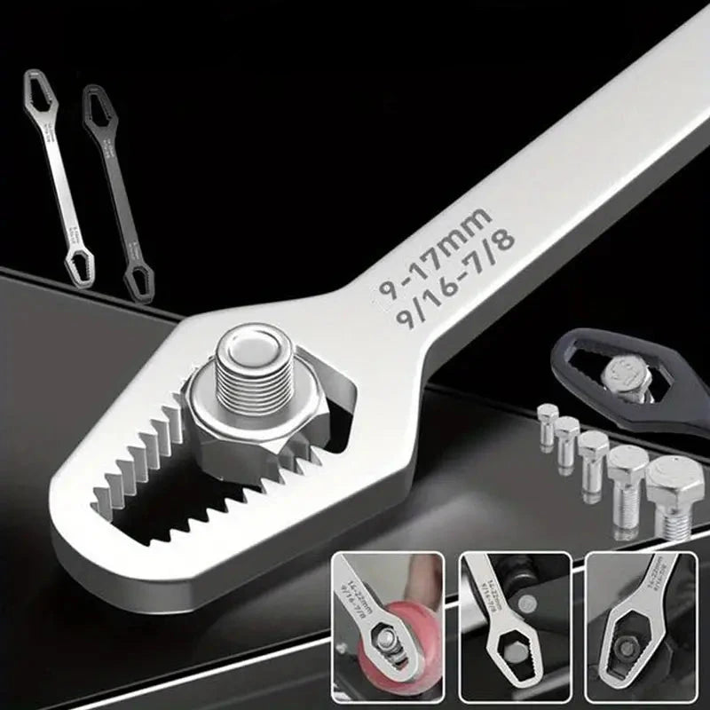 Double End Multifunctional Universal Wrench, 3-17mm Self-Tightening Lazy Wrench Repair Tools Outlet Best Seller