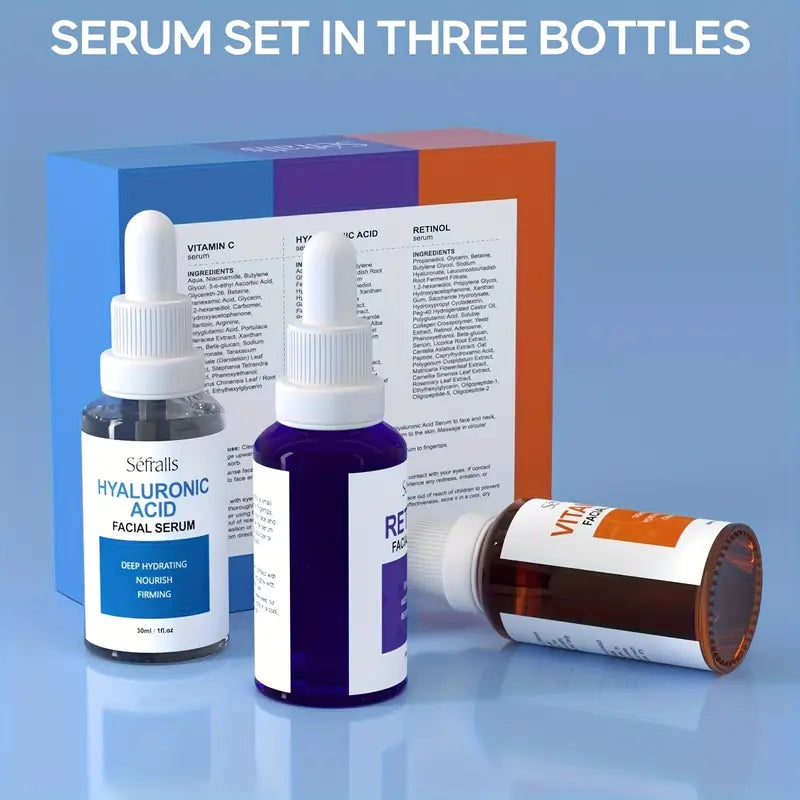 3-Piece Set: Séfralls Hyaluronic Acid VC Retinol Essence with Vitamin-C And Hyaluronic Acid Serum Best Wholesale