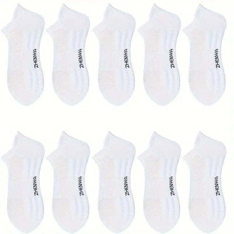 5-Pairs: Casual Ankle Boat Socks With Towel Bottom Sale Sast