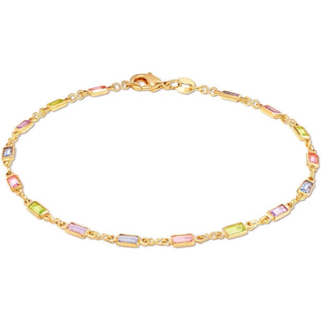 18K Gold Baguette Multi Stone Crystal Bracelet for Women For Cheap Online