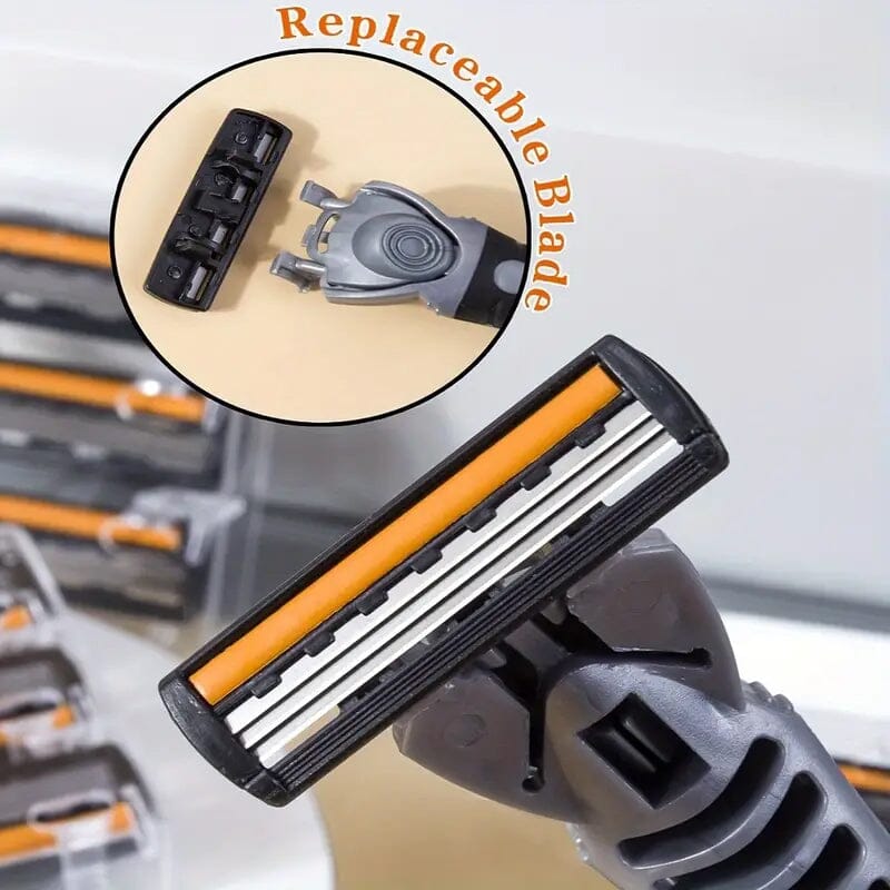 3-Layer Stainless Steel Razor Hair Removal 12 Shaving Blades and 1 Handle Cheap Low Pice Fee Shipping