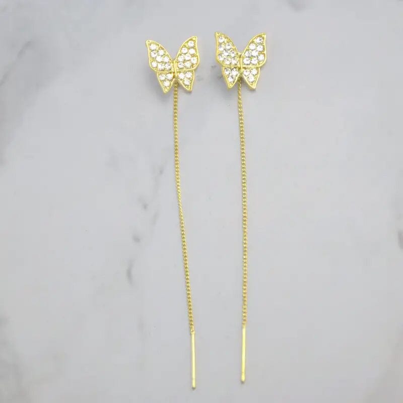 925 Silvery Post Yellow Alloy Butterfly Earrings Outlet Purchase