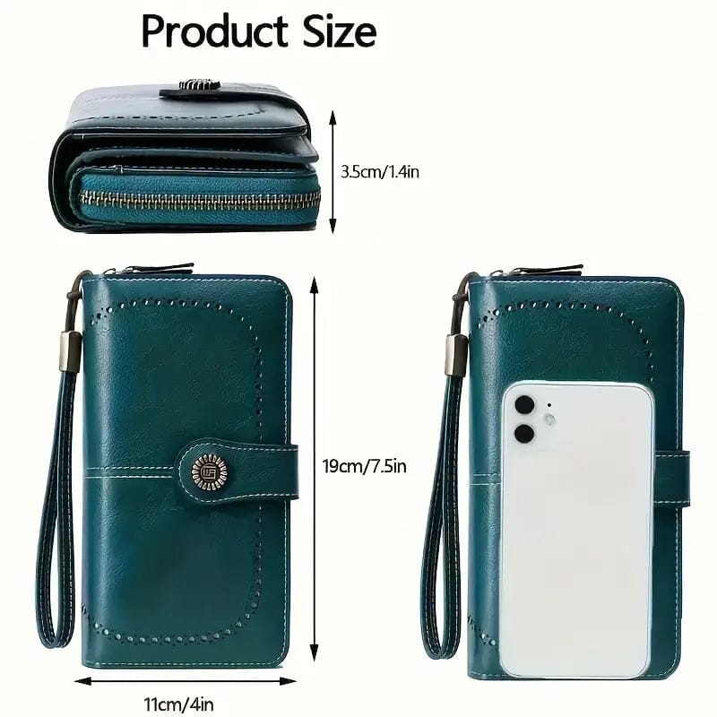 Leather Large Capacity Wallet Purse with RFID Blocking Outlet Affordable