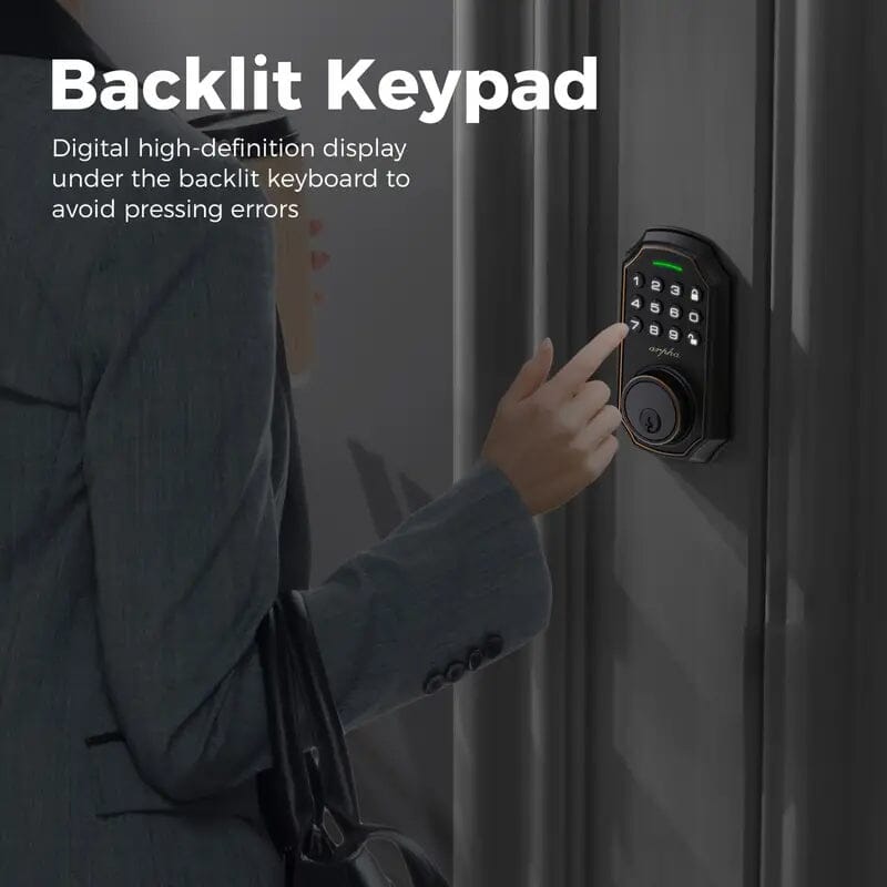 Smart Keypad Door Deadbolt Lock Set with 100-Code Keyless Entry and Anti-Peeking Password Clearance 2025