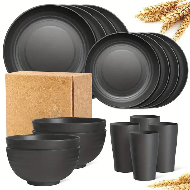 16-Piece: Durable Wheat Straw Dinnerware Set Clearance Pirce Sale