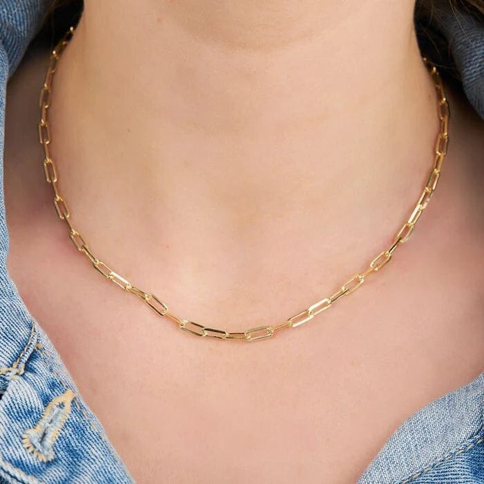 18K Gold Paperclip Link Chain Necklace Explore Online