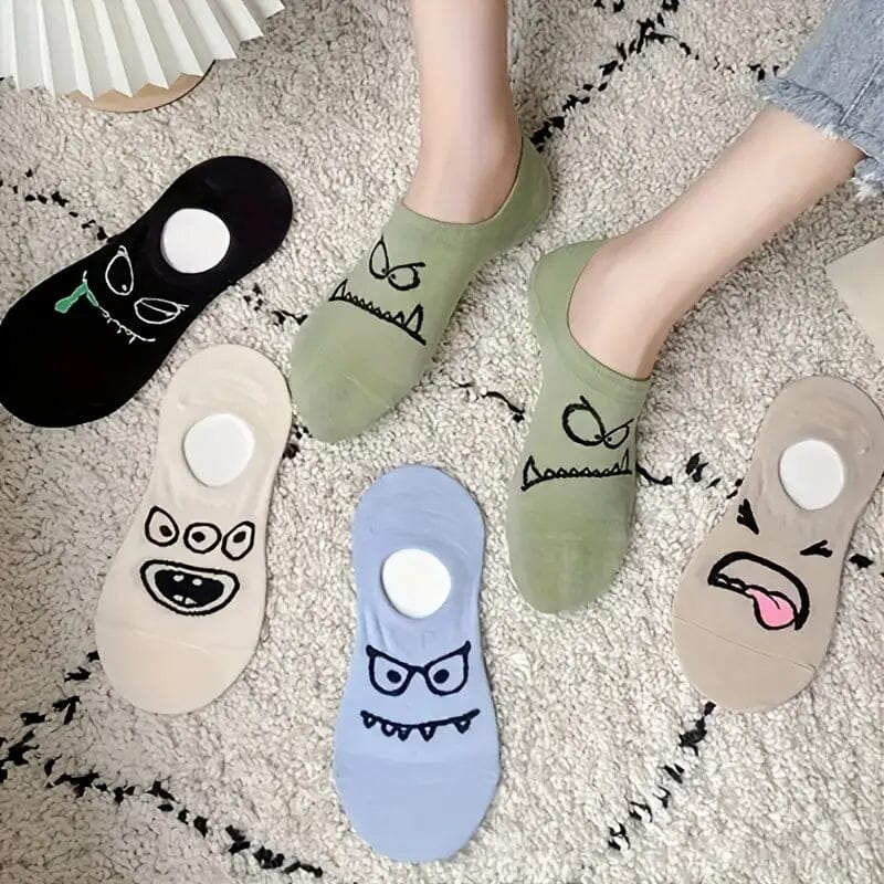 5-Pairs: Cartoon Print Low Cut Ankle Socks Buy Cheap Explore