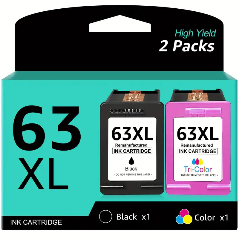 2-Pack: 63XL Ink Cartridges Black & Tri-Color Replacement for HP 63 Ink Outlet Pay With Paypal