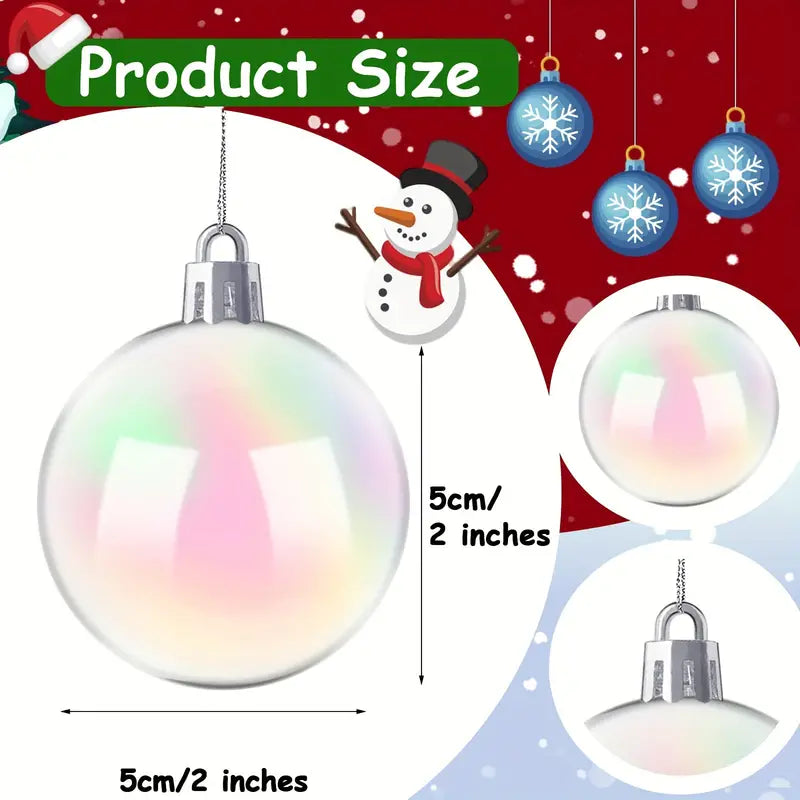 20-Pieces: Clear Iridescent Plastic Ornaments Balls for Crafts Limited Edition Cheap Pice