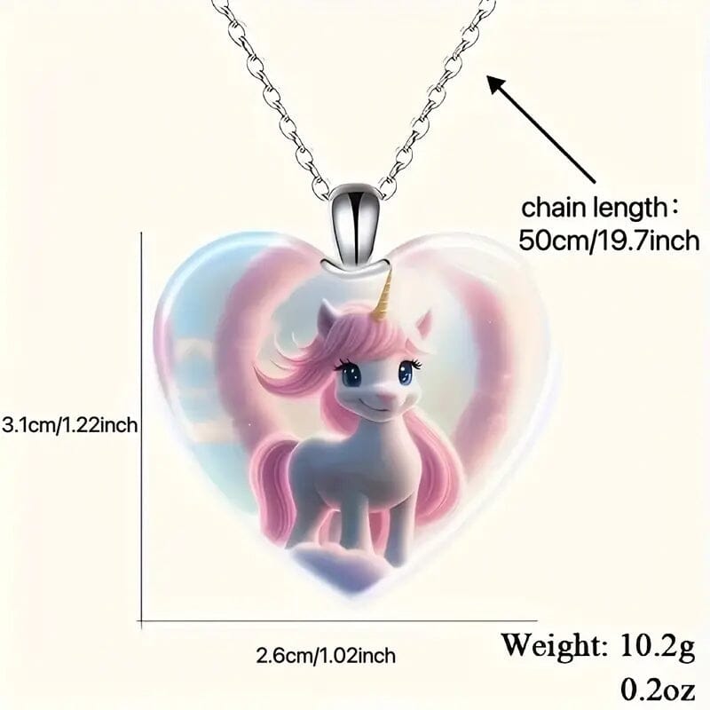 Unicorn Heart-Shaped Crystal Pendant Necklace Buy Cheap Official Site