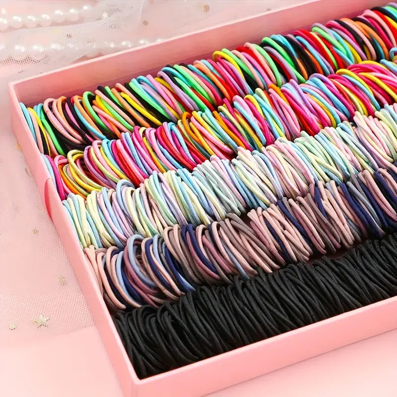 500-Pieces: Cute Elastic Hair Tie Polyester and Spandex Blend Sast For Sale