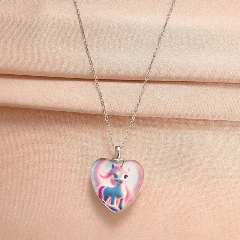 Unicorn Heart-Shaped Crystal Pendant Necklace Buy Cheap Official Site