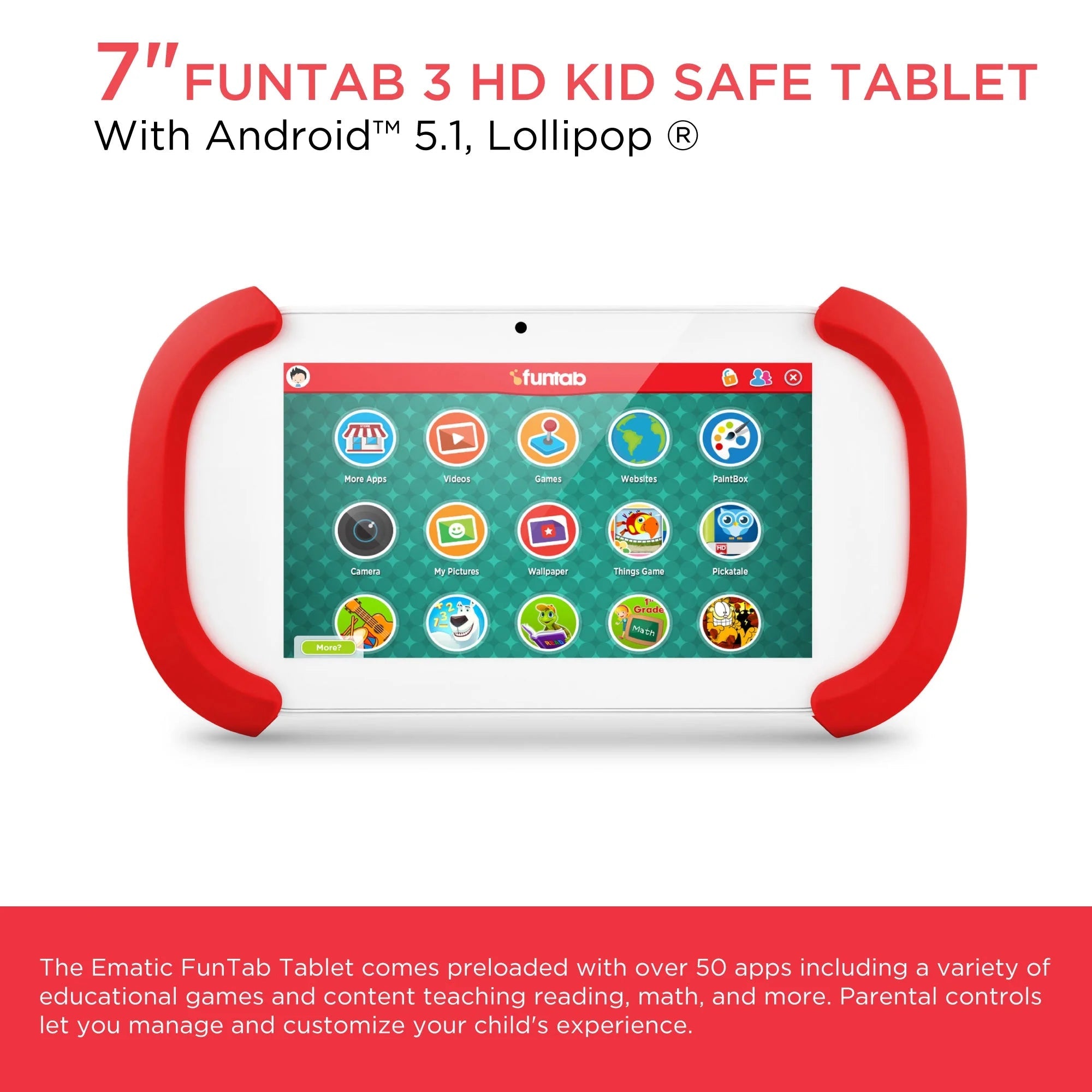 7 FunTab HD Kid-Safe Tablet with Android 5.1 (Lollipop) (Refurbished) Cheap Sale Perfect