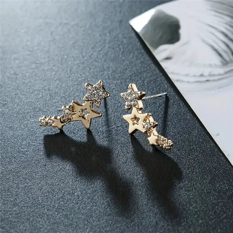 Hollow Star Earrings Zinc Alloy with Rhinestone Accents Official Online