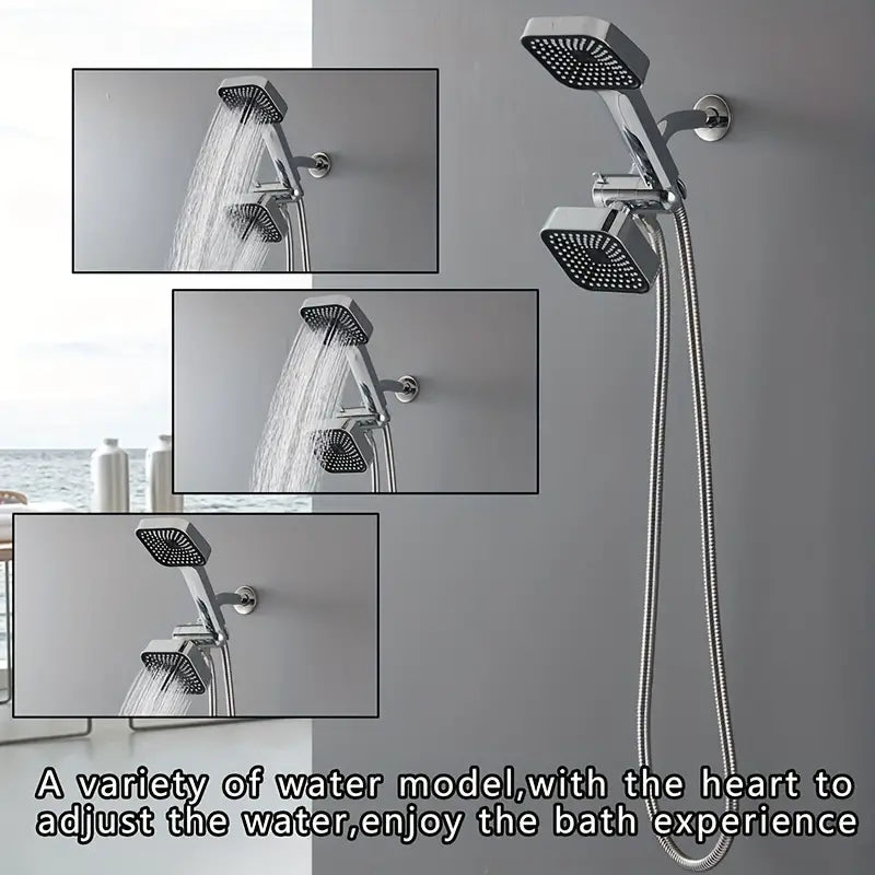 2-in-1 Handheld & Rainfall Shower Head Set with Long Hose and T-Valve Cheap Sale Visit New