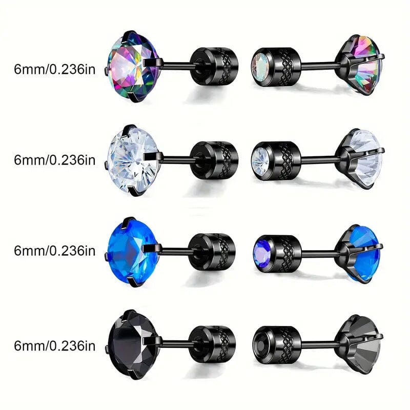 Cubic Zirconia Screw Back Stainless Steel Stud Earrings Buy Cheap Great Deals