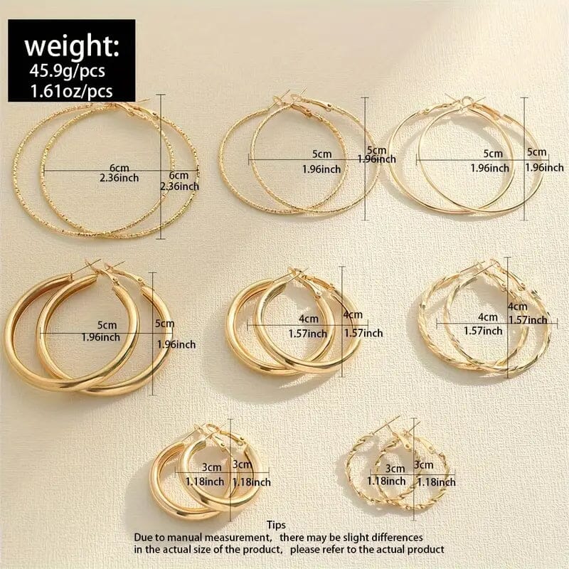 8-Pairs: Alloy Hoop Earrings Set Recommend Cheap Pice