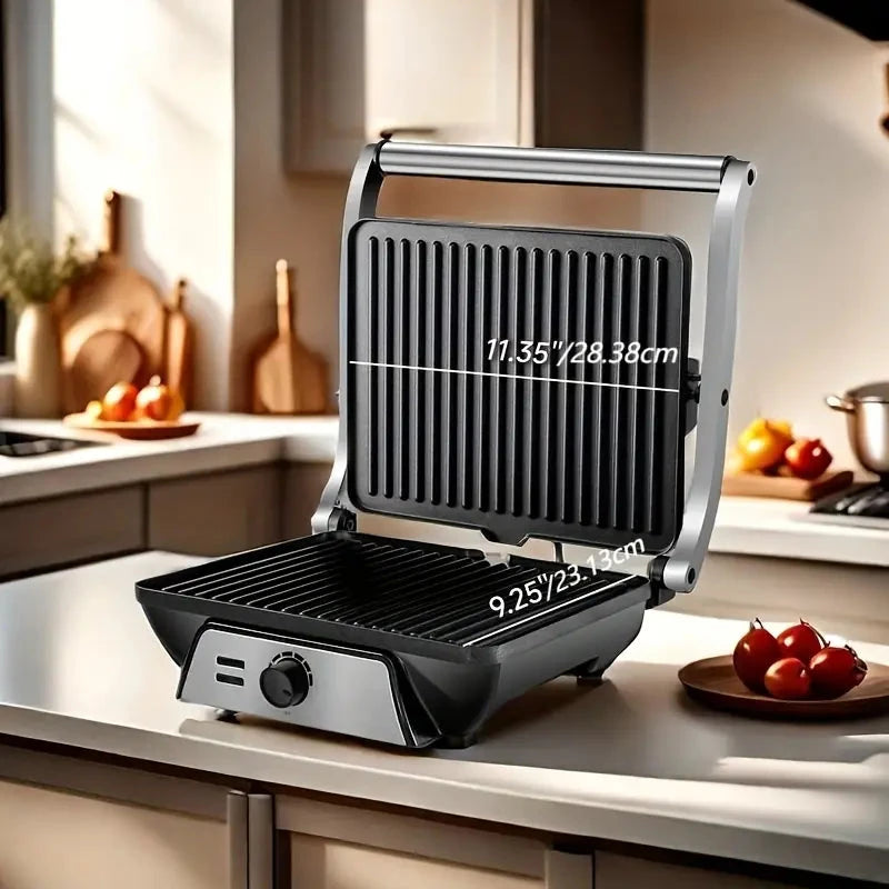 3-in-1 Electric Indoor Non-Stick Grill & Panini Press Sandwich Maker with Adjustable Temperature Control and Grease Tray Exclusive Online