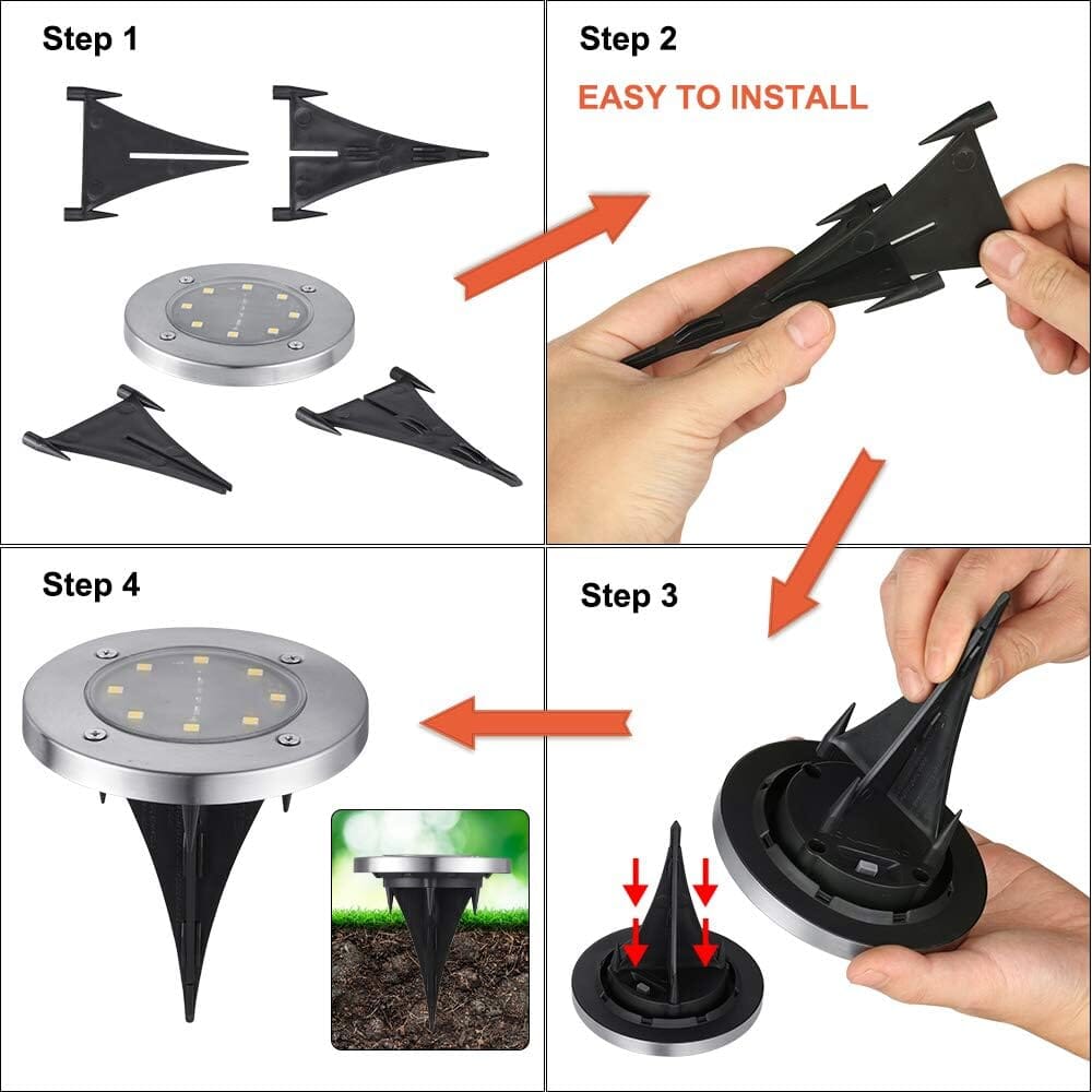 8-Pack: 8 LED Solar Disk Lights Waterproof Garden In-ground Pathway Lights Footlocker Finishline Cheap Pice