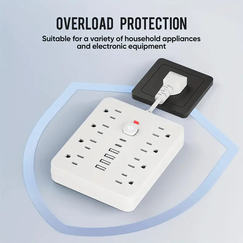 14-in-1 Power Strip With 4 USB Outlets, 2 Type-C Outlet and 8 AC Socket Outlets Free Shipping Browse