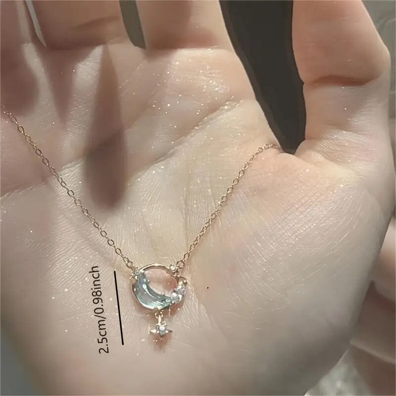 Stunning Moon and Star Birthstone Pendant Necklace Original Cheap Pice