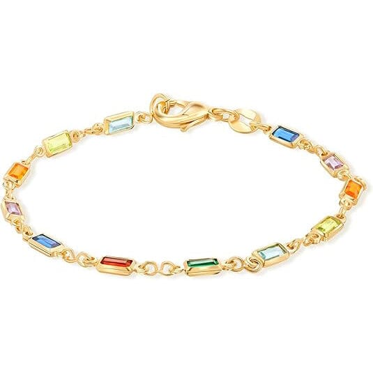 14K Gold Multicolor Crystal Bracelet Discount Hot Sale