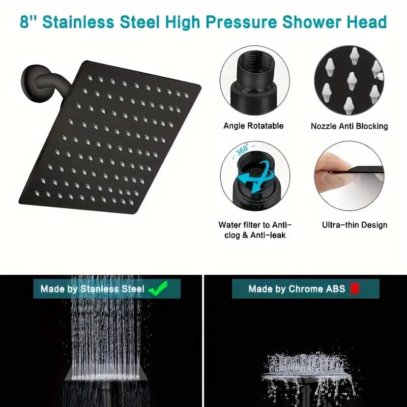 8-Inch High Pressure Showerhead with 11-Inch Adjustable Extension Arm Clearance 100% Guaranteed