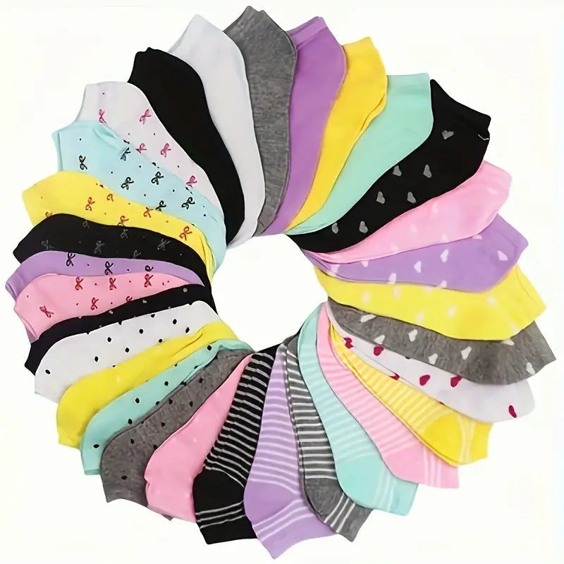 20-Pairs: Candy Color Socks, Casual & Breathable Low Cut Ankle Socks, Women's Stockings & Hosiery Clearance Amazon