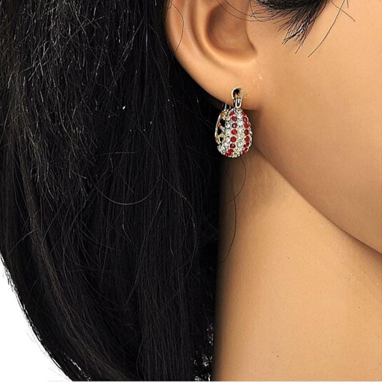 18K Gold-Filled High-Polish Red & White Crystal Earrings For Sale 2025