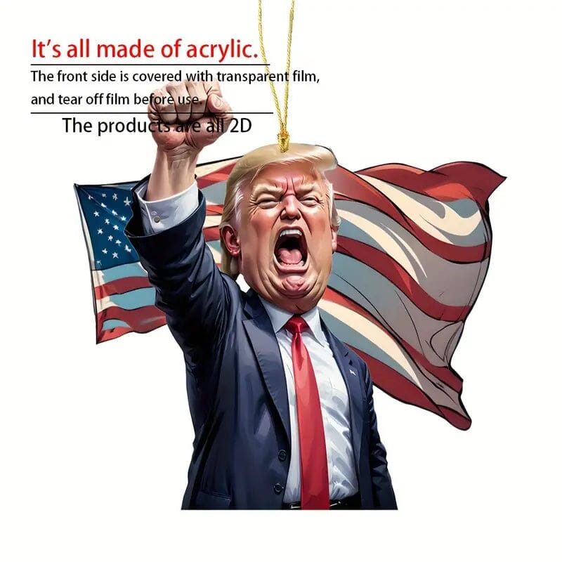 Caricature Style Trump Shouting Make America Great Again Acrylic Christmas Decorations Discount For Nice