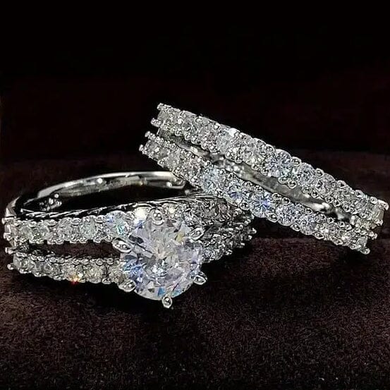 2-Piece Set: Gold Inlays with Zirconia Rings Best Wholesale Cheap Pice