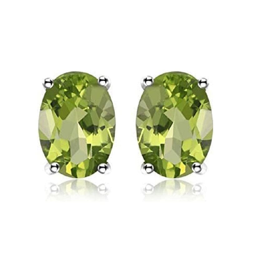 925 Sterling Silver Round/Oval Peridot Stud Earrings Cheap Pice