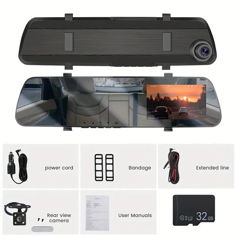 Mirror Dash Cam 4.5 Inch Rear View Mirror 1080P Front and Rear View Dual Cameras Perfect For Sale