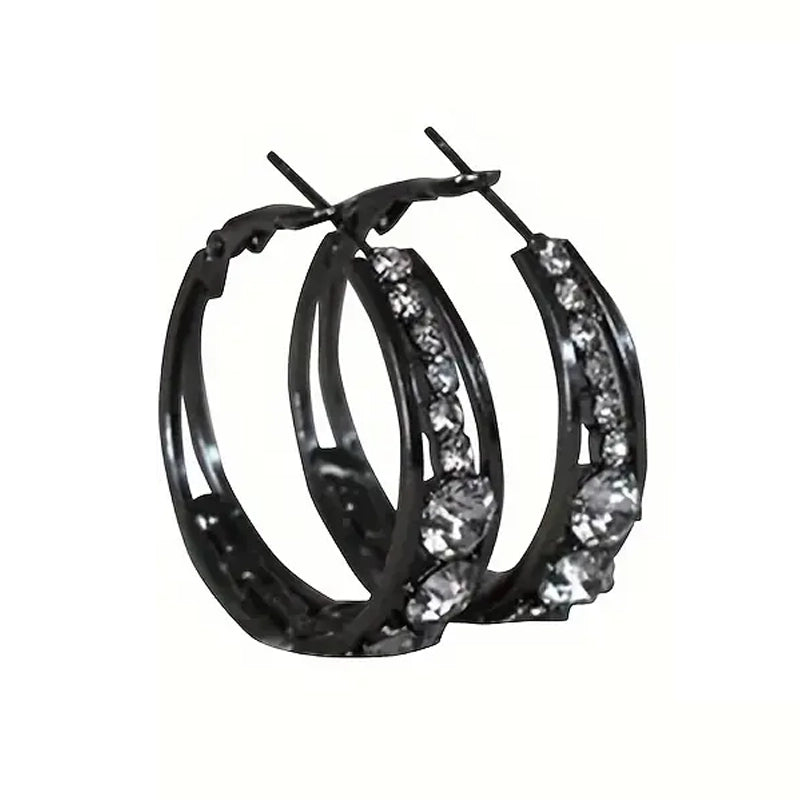 Hoop Earrings Inlaid Shiny Rhinestone For Ladies Fashion Style Online