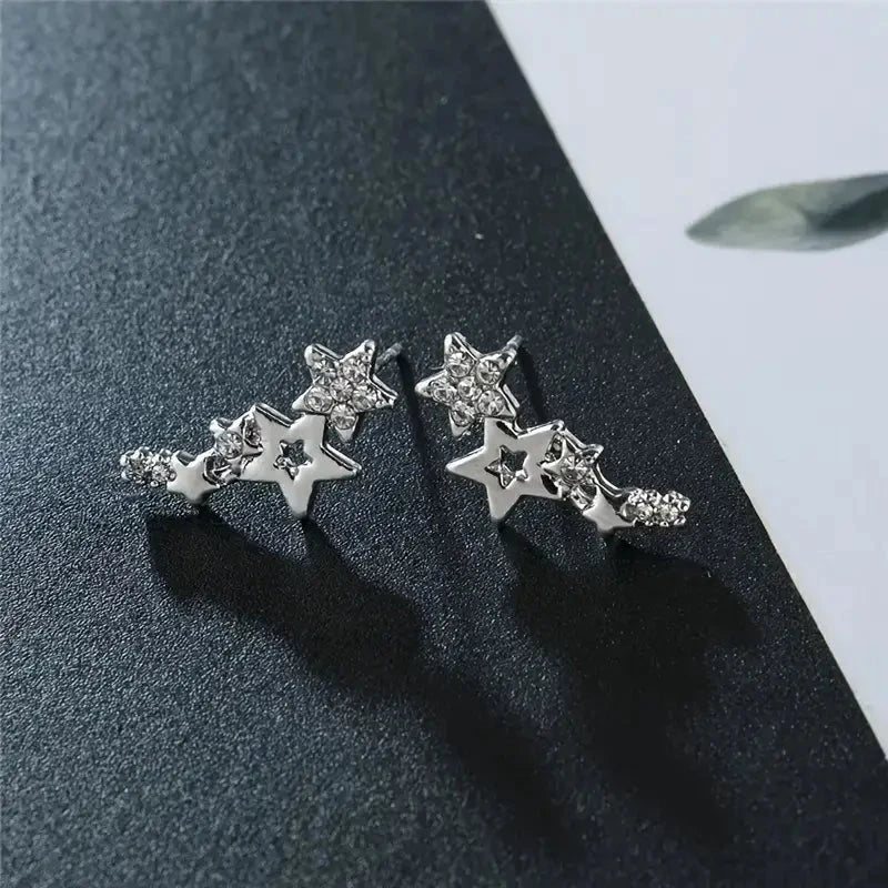 Hollow Star Earrings Zinc Alloy with Rhinestone Accents Official Online