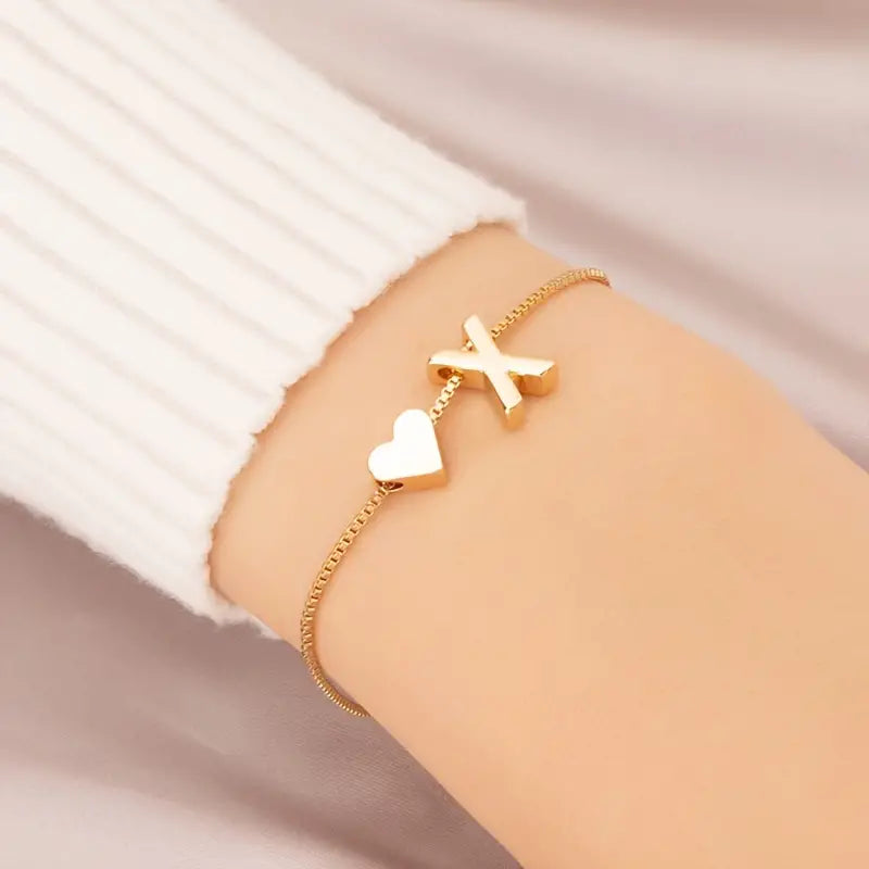 Elegant Love Heart Charm Bracelet - Delicate Minimalist Link Chain Cheap Online Store Manchester