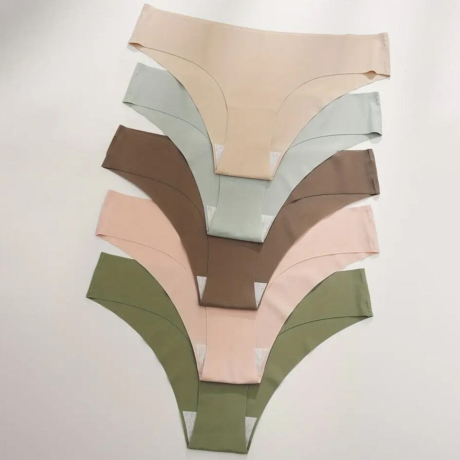 5-Pieces: Seamless Comfy Solid Panties Fashionable Sale Online